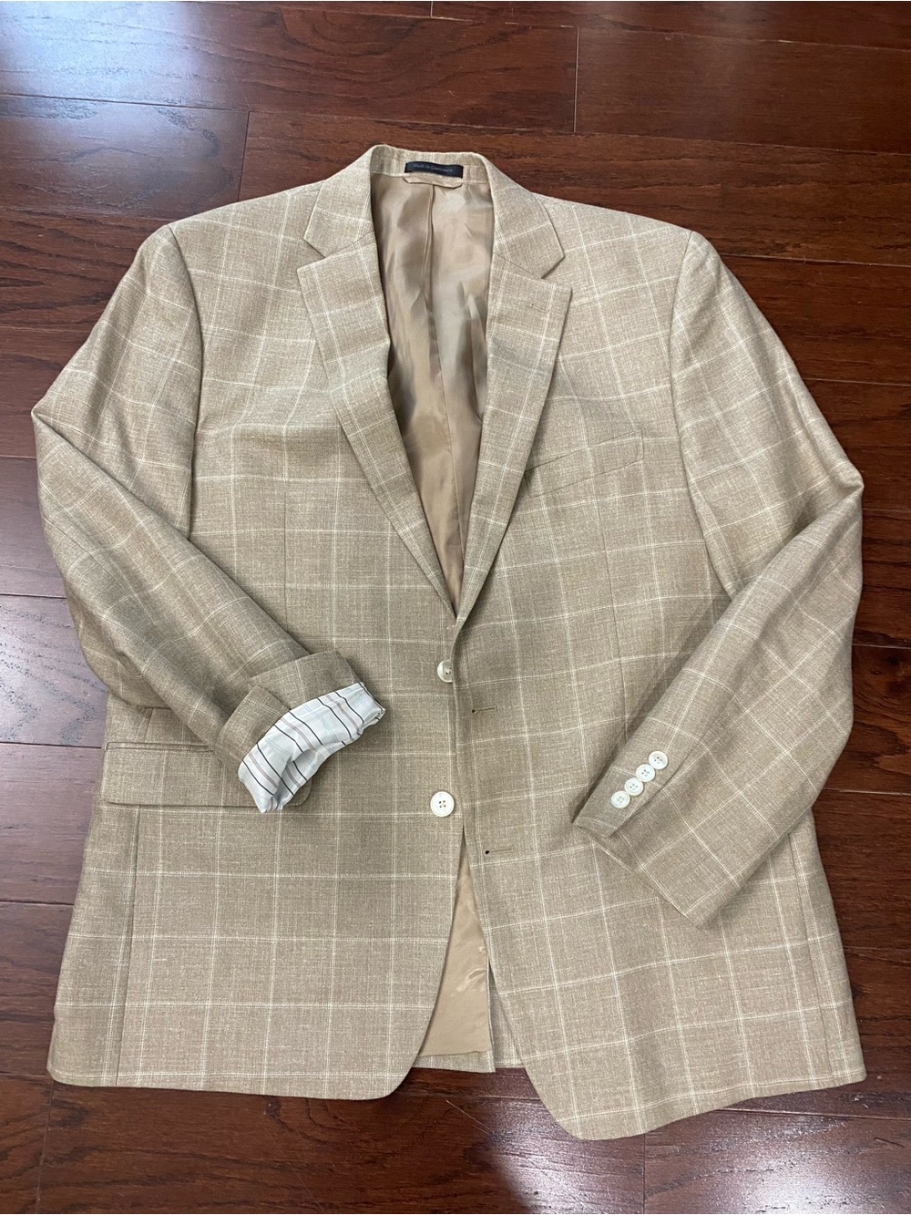 RALPH LAUREN Mens Brown WindowPane Check SILK WOOL Sport Coat Blazer Jacket 44L